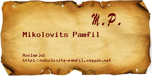 Mikolovits Pamfil névjegykártya